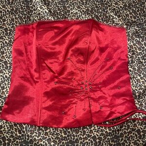 90s / Y2K Beaded Red Corset Top
